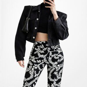 Zara Blue High Waisted Floral Print Tailored Tapered Dress Pants Size S